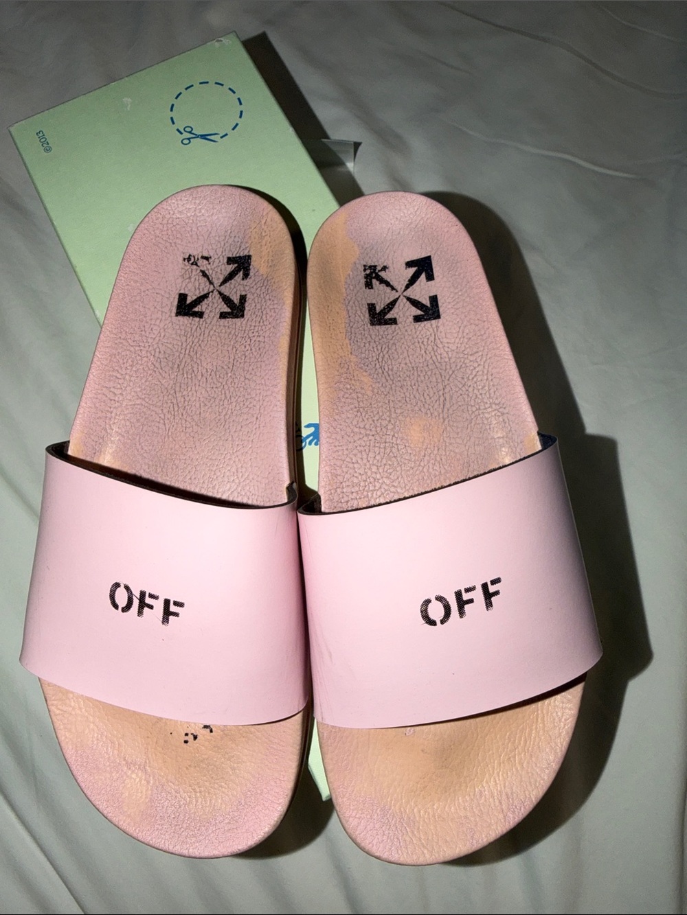Off-White Pink Industrial Logo Slide Sandals